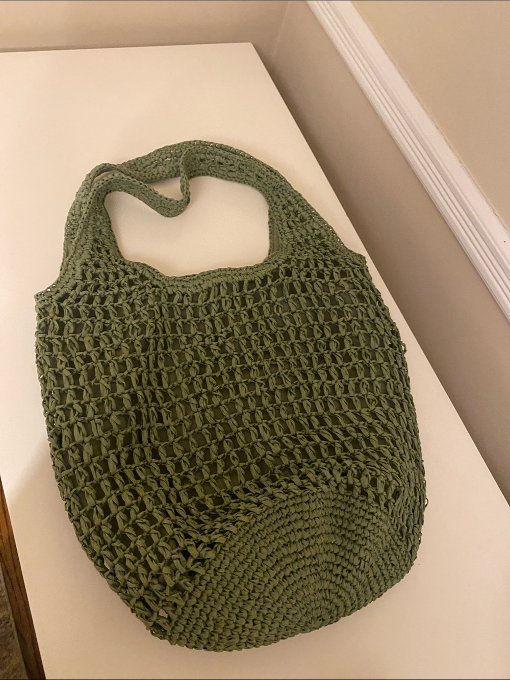 Haute Hippie Woven Crochet Slouchy Hobo Shoulder Bag in Sage Green - Picture 7 of 12